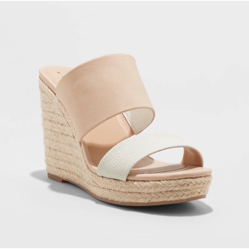 Adelina Microsuede Two Band Espadrille Wedge Pumps